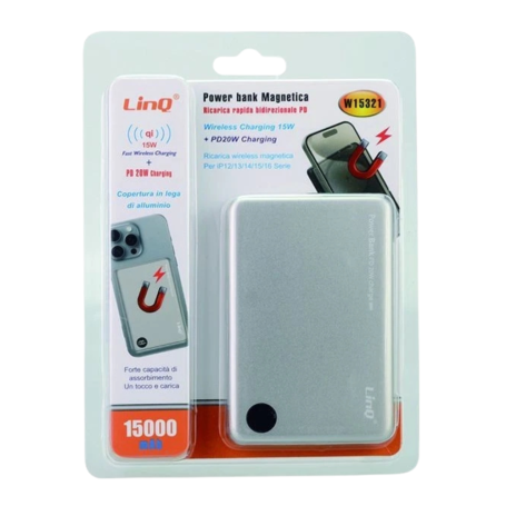 Charger, Power Pack - Wireless Magnetic Power Bank 15000mAh PD 20W - LinQ W15321, wholesale price