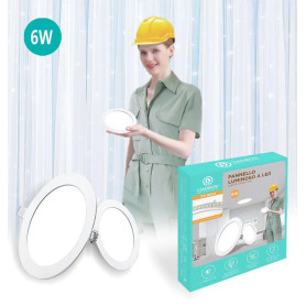 Éclairage, Lampe, Lumière - Panneau LED encastrable rond 6 W –11,7 cm TX-9691, prix de gros.