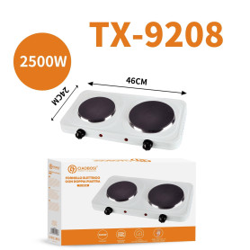 Réchaud, Cuisinière - Plaque électrique portable 2500 W – double zone de cuisson CIAOBOSI TX-9208 - Blanc, prix de gros.