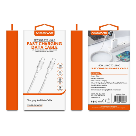 Chargeur, Connecteur - Câble de Charge USB-C / USB-C PD 60W 1M XSSIVE XSS-BR-CC-W 1M - Blanc, prix de gros.