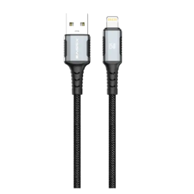 Charger, Connector - Braided USB/Lightning Charging Cable 15W 1M XSSIVE XSS-BR-AL-B 1M - Black, wholesale price