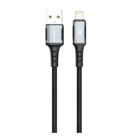 Charger, Connector - Braided USB/Lightning Charging Cable 15W 1M XSSIVE XSS-BR-AL-B 1M - Black, wholesale price