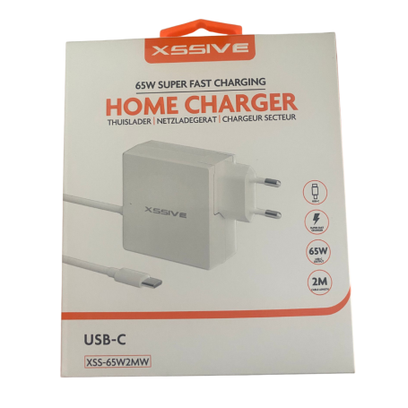 Charger, Power Adapter - XSSIVE XSS-65W2MW 65W Fast Charger + USB-C Cable - White, wholesale price