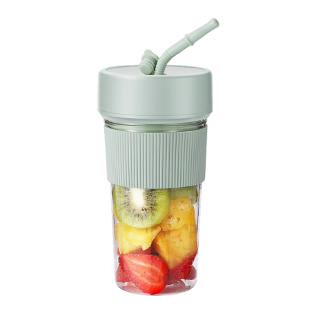 Blender, Robot culinaire - Mixeur portable rechargeable mini multifonction avec 6 lames et paille 350ml - Vert, prix de gros.
