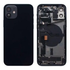 Rear Cover, Back Glass - Back Cover Housing iPhone 12 Black - Charging Connector without Battery (Original Disassembled) Grade A