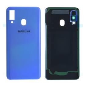 Dos, Coque, Couverture - Vitre arrière Samsung Galaxy A40 (A405F) Sans Contour lentille Bleu (Original Démonté) - Grade A, prix 
