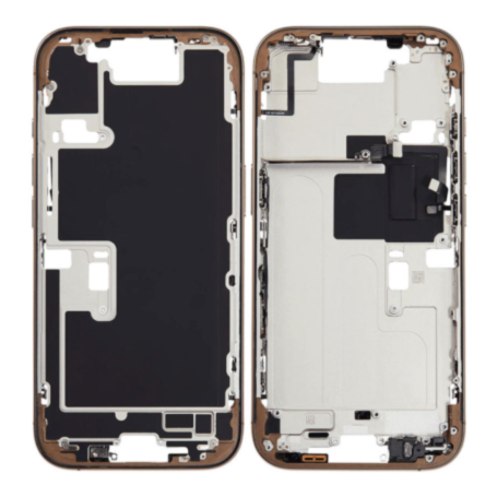Rear Cover - copy of iPhone 16 Pro Rear Chassis without Rear Glass without Battery Titanium Sand (Original Disassembled) Grade A
