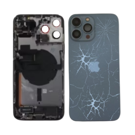 Châssis de Remplacement, Pièce Détachée - Châssis Complet iPhone 13 Pro Max Bleu Alpin - Connecteur de Charge sans Batterie (Ori