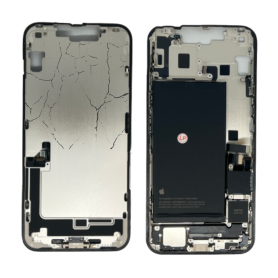 Mobile Phone Parts - White iPhone 14 chassis - Charging connector without back glass and battery (original, removed) - Broken, w