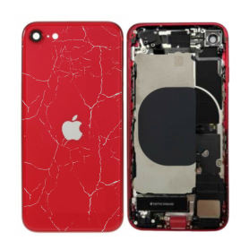Back Glass, Rear Cover - Back Cover Housing iPhone SE 2020 Red - Charging Connector without Battery (Original Dismantled) - Brok