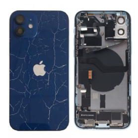 Back Cover, Frame - iPhone 12 Black Complete Chassis -Without Charging Connector with Battery (Original Disassembled) - Broken,