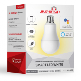 Lampe, Éclairage - Ampoule LED Intelligente Blanc Chaud Dimmable E27 10W - Compatible Smart Life®, Alexa et Google - Superior SU