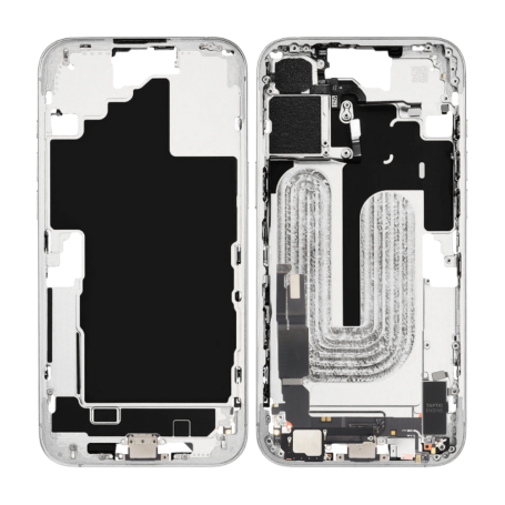 Chassis, Cadre - Chassis iPhone 16 sans Vitre Arrière sans Batterie Blanc (Origine Demonté) Grade A, prix de gros.