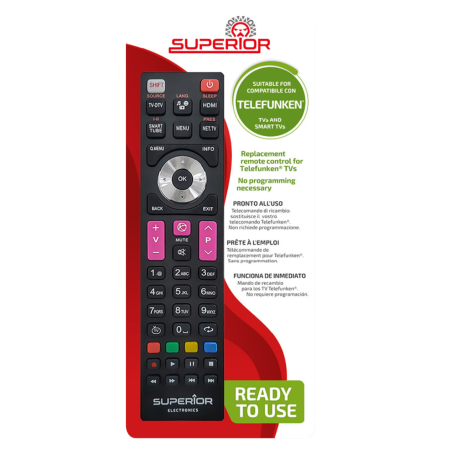 Remote, Controller - Universal Remote Control Telefunken - Compatible with TVs after 2000 / Immediate Use - Superior Electronics