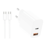 Charger, Power Adapter - Charger Kit Type-C USB-A PD 20W QC 3.0 with Type-C/Type-C Cable 1m 3A - D-power J8268, wholesale price