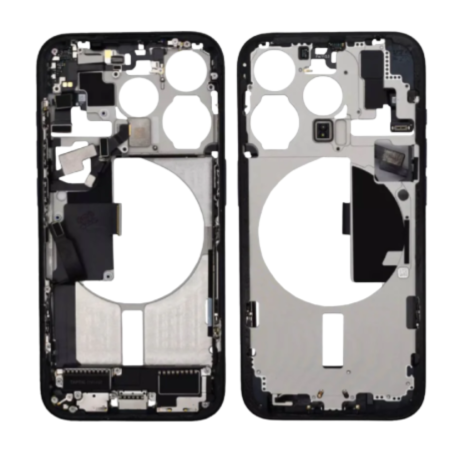Mobile Chassis - iPhone 15 Pro Chassis without Rear Glass without Battery Titanium Black (Original Disassembled) Grade B, wholes