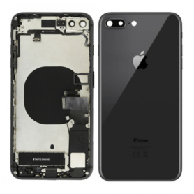 Back Cover, Rear Panel - Complete iPhone 8 Plus Black Chassis - Charging Connector without Battery (Original Disassembled) Grade