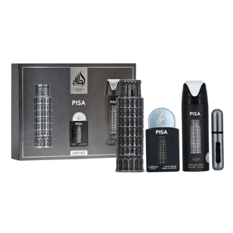 Parfum - Coffret cadeau 3 pièces Lattafa Pride Pisa : Eau de Parfum 100 ml + 20 ml + Déodorant 200 ml, prix de gros.