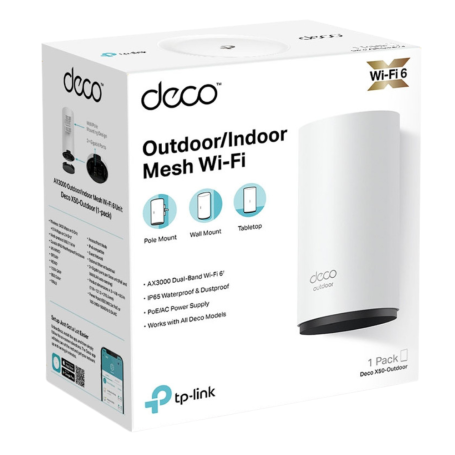 Routeur Internet, Réseau Wi-Fi - Routeurs Wi-Fi 6 Mesh Extérieur AX3000 Bi-bande IP65 Sécurité WPA3 TP-Link Deco X50-Outdoor - B