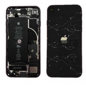 Back Glass, Rear Cover - iPhone SE 2020 Black Complete Chassis - Without Charging Connector + Battery (Originally Disassembled)