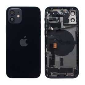 Back Glass, Rear Cover - Back Cover Housing iPhone 12 Black - Charging Connector without Battery (Original Disassembled) Grade A