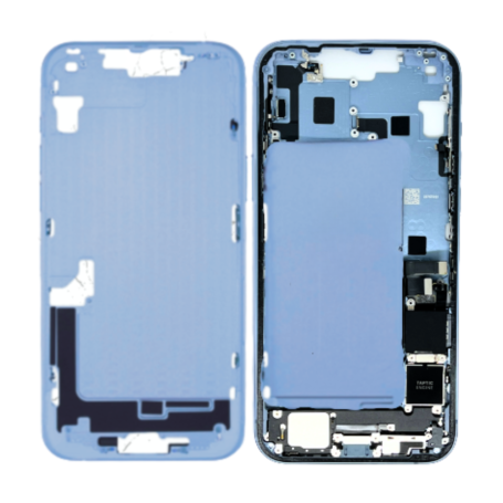 Coque, Housing - Châssis iPhone 14 Plus Bleu Sans Vitre Arrière Sans Batterie Avec Connecteur de charge (Origine Demonté) Grade 