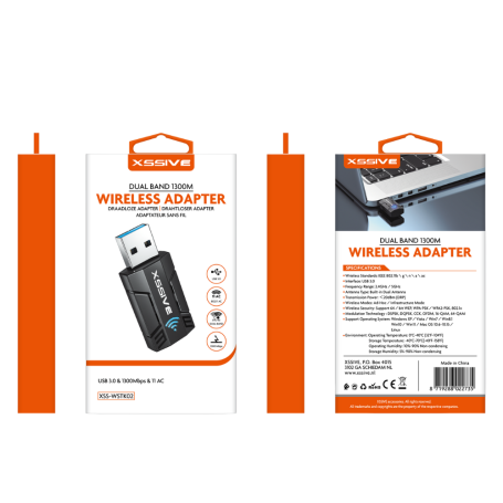 Routeur, Récepteur - Adaptateur WiFi USB Dual Band 1300M USB 3.0 Antenne Double Xssive XSS-WSTK02, prix de gros.