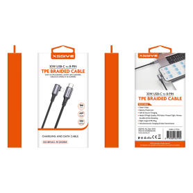 Chargeur Rapide, Connectique, Accessoire - Câble Tressé 30W USB-C / Lightning 1m XSSIVE XSS-BR1MCL 90°, prix de gros.