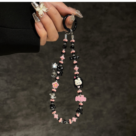 Accessory Strap - Phone Strap Black + Pink with Cute cartoon bunny, wholesale price