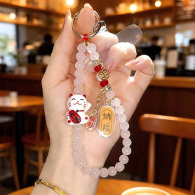 Charm, Accessory - Phone Strap White with Fortune Cat, wholesale price