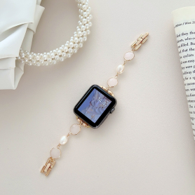 Bracelet, Montre - Bracelet en Zircon pour Apple Watch - Acier Inoxydable - Or et Blanc, prix de gros.