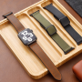 Leather Band, Strap - copy of Buckle Bracelet for Apple Watch - Genuine Leather - Black and Gold, wholesale price