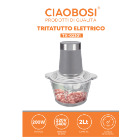 Chopper, Food Processor - Hachoir électrique en verre 2L CIAOBOSI TX-02301, wholesale price