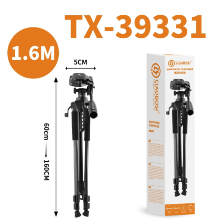 Tripod, Stand - CIAOBOSI TX-39331 Adjustable 1.6 m Photo & Video Tripod – Camera & Smartphone Mount – Black, wholesale price