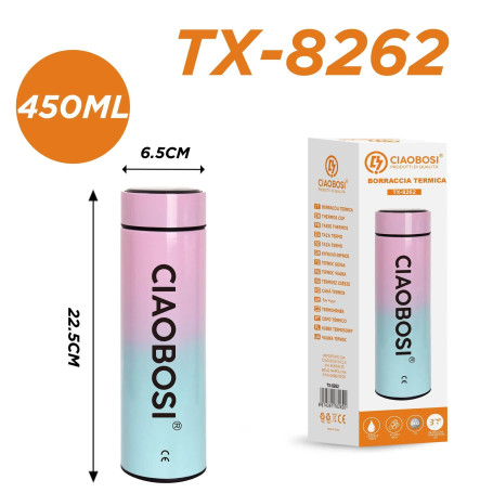 Thermal Flask, Insulated Bottle - CIAOBOSI TX-8262 Smart Thermos Bottle with Digital Display (450 ml) – Blue, wholesale price