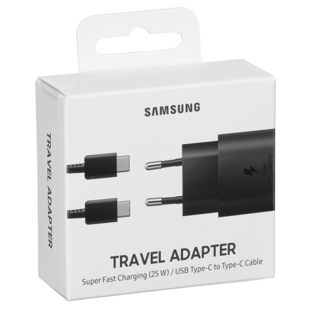 Samsung 25W Black Type-C / Type-C Charger Kit - Retail Box (Original)