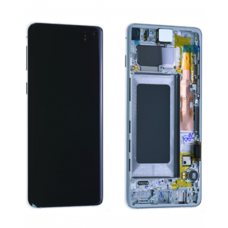 Ecran Samsung Galaxy S10 (G973) Blanc + Châssis (Service Pack) - GH82-18850B