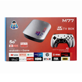 Streaming Device, Media Player - Android TV Box 4K M77 with 2 Controllers – Gaming & Multimedia, wholesale price
