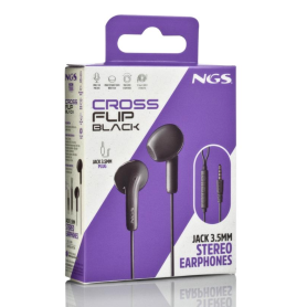Écouteurs, Oreillettes - Ecouteurs Kit Main Libre NGS Cross Flip Black, Jack 3.5mm - 1.2 M - Noir, prix de gros.
