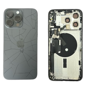 Pièce détachée, Carcasse - Châssis Complet iPhone 15 Pro Sans Connecteur de Charge Noir (Original Demonté) - Cassé, prix de gros