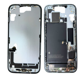 Chassis, Cadre, Structure - Chassis iPhone 15 Bleu sans Vitre Arrière avec Batterie sans Connecteur de Charge (Original Demonté)