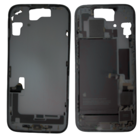 Mobile Phone Frame - Black iPhone 15 chassis without back glass, without charging connector, with battery (original, disassemble