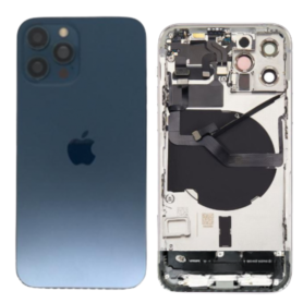Back Cover, Rear Housing - Complete iPhone 12 Pro Max Blue Chassis - Without Charging Connector (Original Part Removed) - Grade 