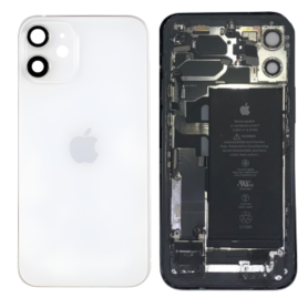 Châssis, Coque, Cadre - Châssis Complet iPhone 12 Mini Blanc - Sans Connecteur de Charge + Batterie (Origine Demonté) - Grade B,