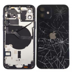 Back Cover, Chassis - iPhone 12 Black Complete Chassis - Without Charging Connector(Original Disassembled) - Broken, wholesale p