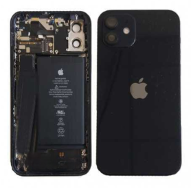 Back Cover, Housing - Complete iPhone 12 Black Chassis - Without Charging Connector + Battery (Original, Removed) - Grade B, who