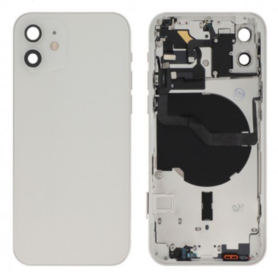 Back Cover, Rear Housing - Complete iPhone 12 White Chassis - Without Charging Connector (Original Part Removed) - Grade B, whol