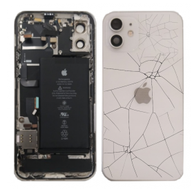 Back Cover, Rear Housing - iPhone 12 White Complete Chassis -Without Charging Connector with Battery (Original Disassembled) - B