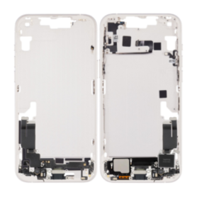 Mobile Frame - Chassis iPhone 14 White - Charge Connector Without Battery without Back Glass (Original Disassembled) - Grade A, 