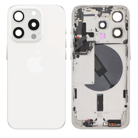 Châssis, Cadre - Chassis Complet iPhone 15 Pro Max Connecteur de Charge Sans Batterie Titane Blanc(Origine Demonté) - Grade A, p